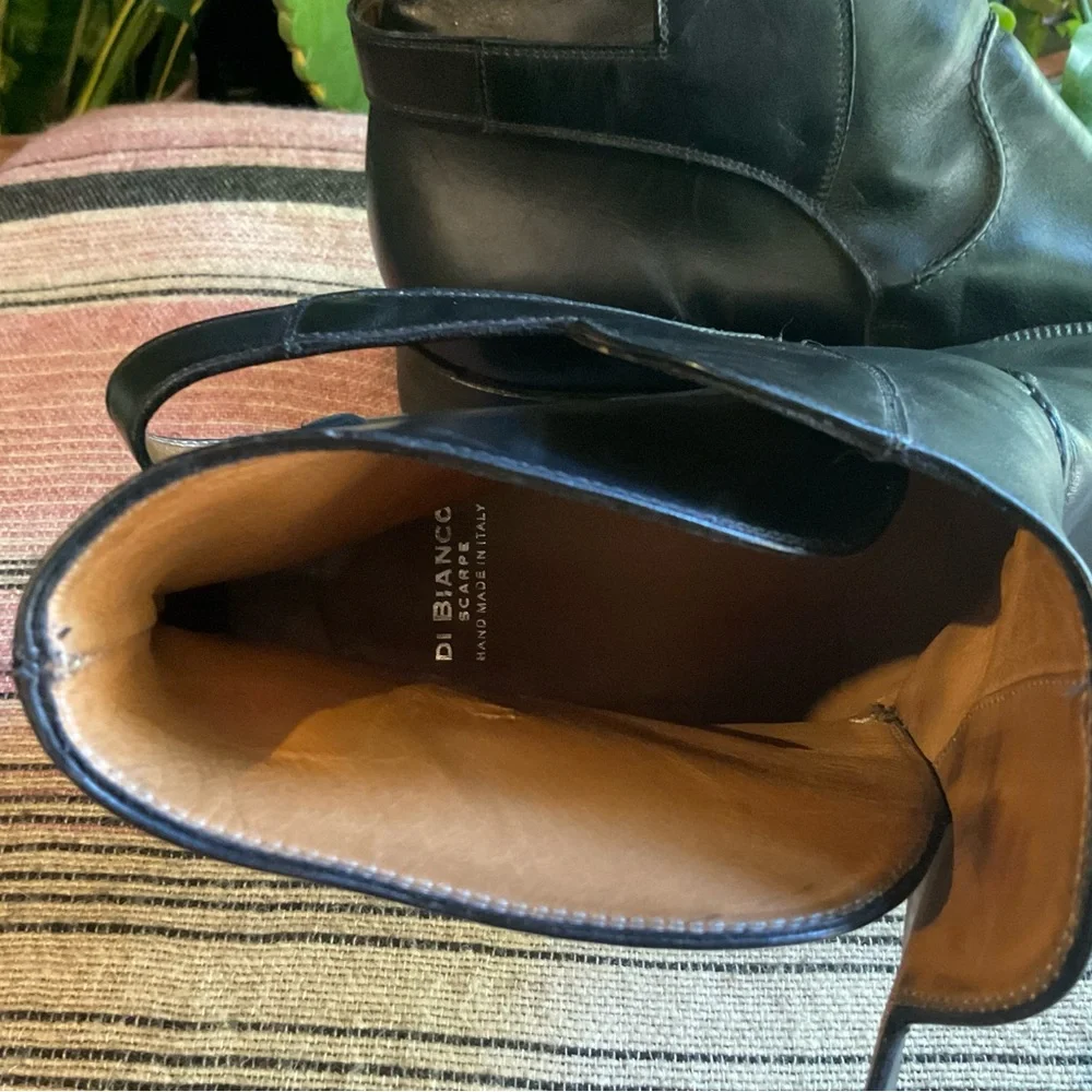 Men’s Custom Scarpe Di Bianco Monk Strap Chelsea Boots Black Leather